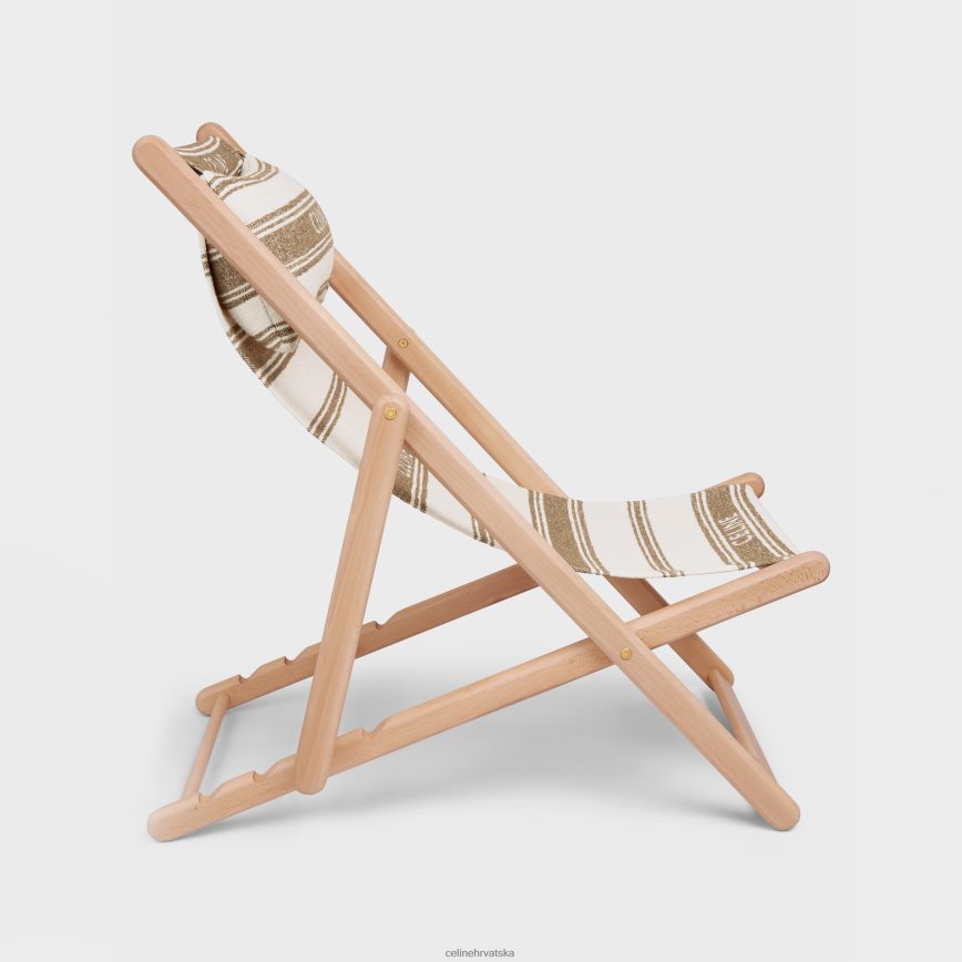 CELINE muškarci ležaljka od drveta i tekstila s žakardom smeđa/bež pribor 3WE2E1693