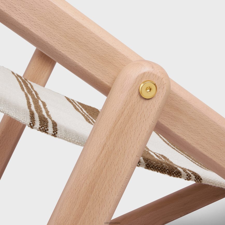 CELINE muškarci ležaljka od drveta i tekstila s žakardom smeđa/bež pribor 3WE2E1693