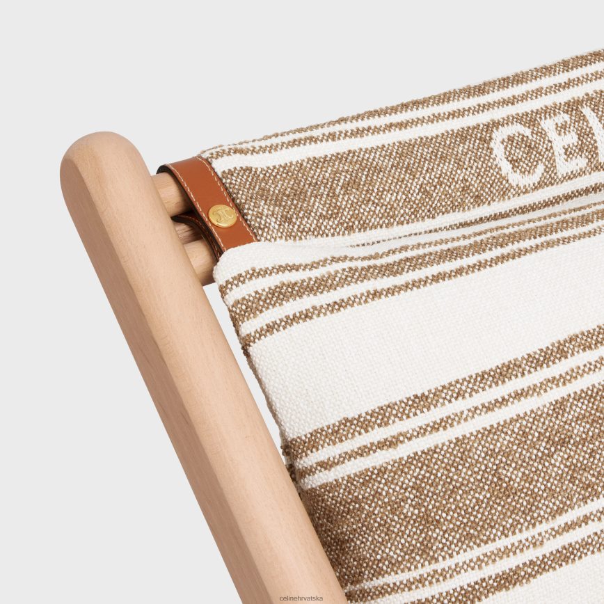 CELINE muškarci ležaljka od drveta i tekstila s žakardom smeđa/bež pribor 3WE2E1693