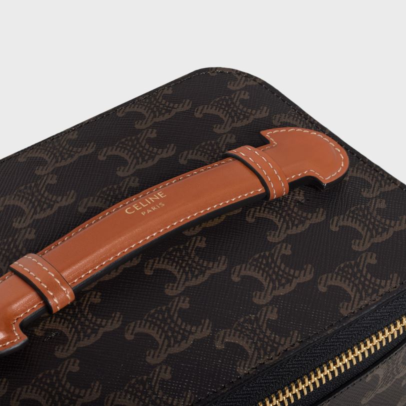 CELINE muškarci mala koferica s gornjom ručkom od triomphe platna i teleće kože 3WED61590 pribor preplanuli ten