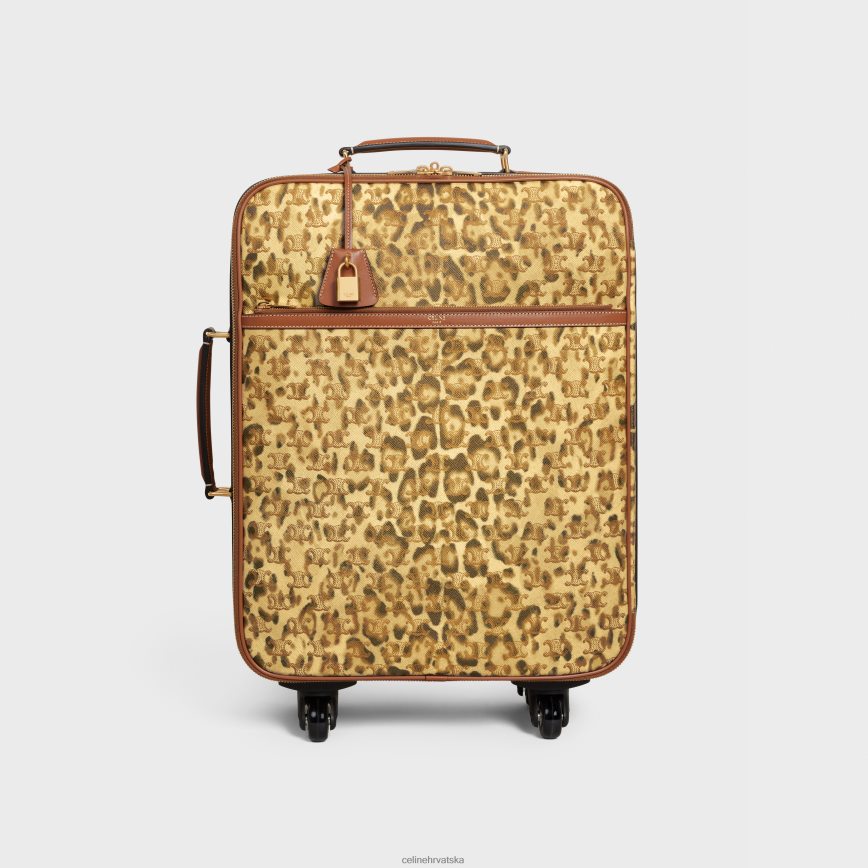 CELINE muškarci mala kolica u triomphe platnu s printom i telećom kožom leopard pribor 3WE2E1625