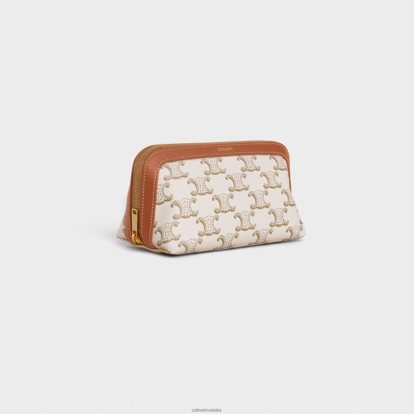 CELINE muškarci mala kozmetička torbica od triomphe platna i teleće kože 3WED61576 pribor bijela