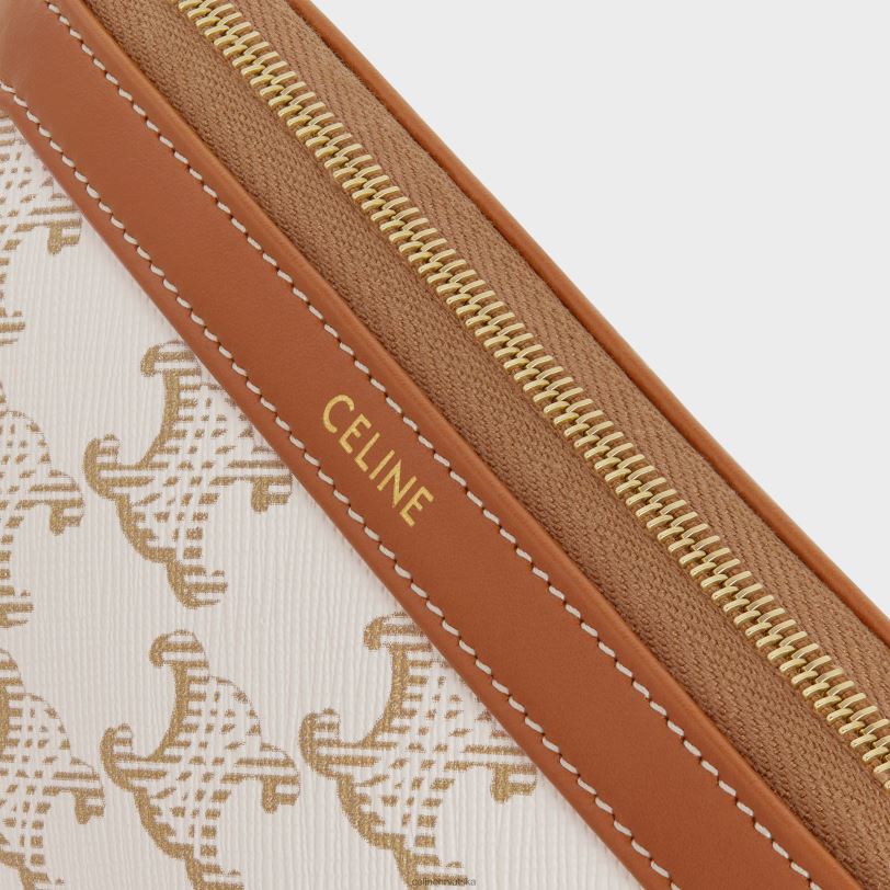 CELINE muškarci mala kozmetička torbica od triomphe platna i teleće kože 3WED61576 pribor bijela