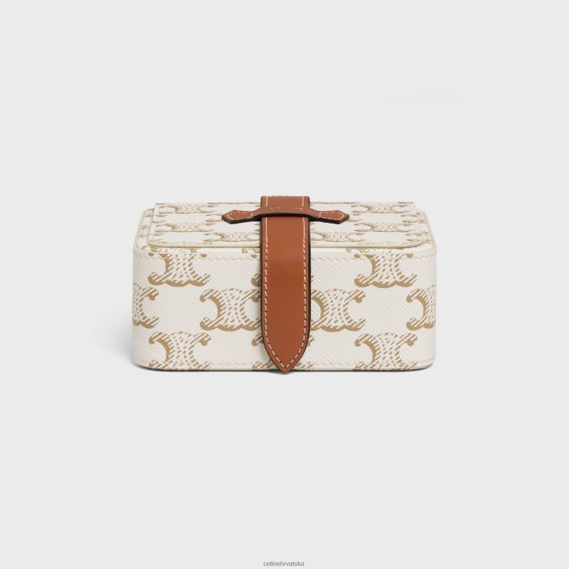 CELINE muškarci mala kutija za dragulje od triomphe platna i teleće kože 3WED61564 pribor bijela