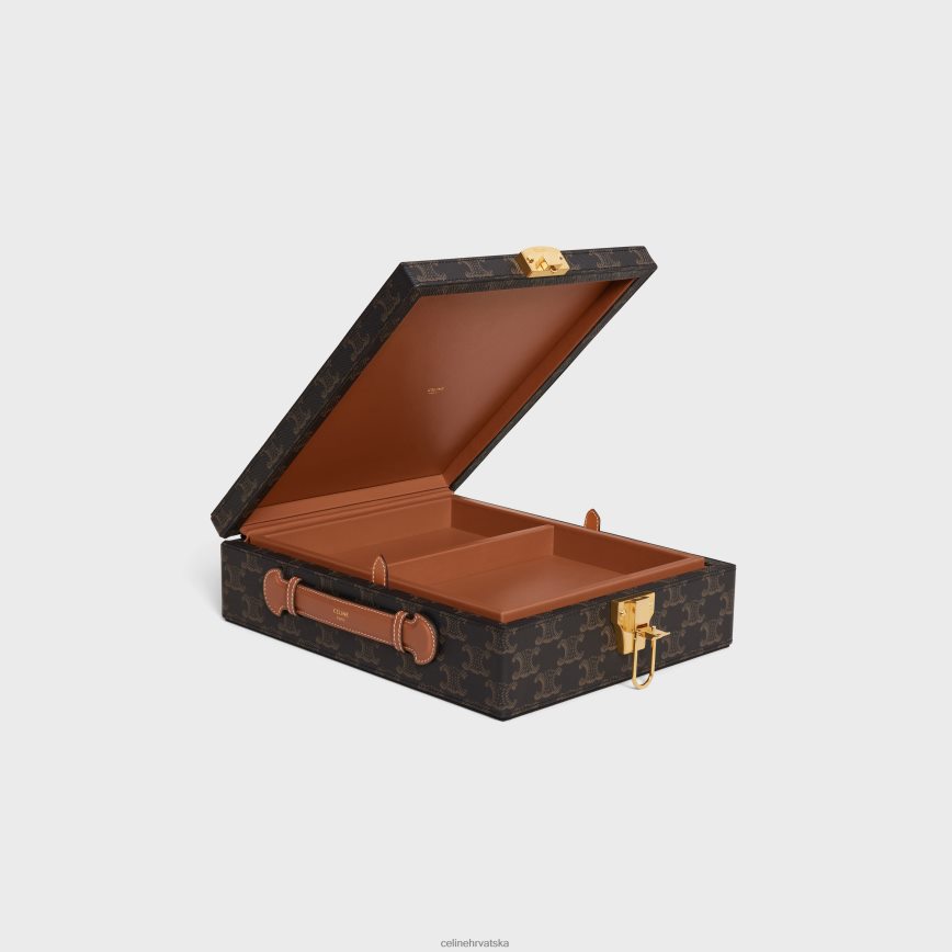 CELINE muškarci mala kutija za pisma od triomphe platna i teleće kože preplanuli ten pribor 3WE2E1637