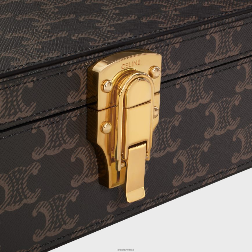 CELINE muškarci mala kutija za pisma od triomphe platna i teleće kože preplanuli ten pribor 3WE2E1637