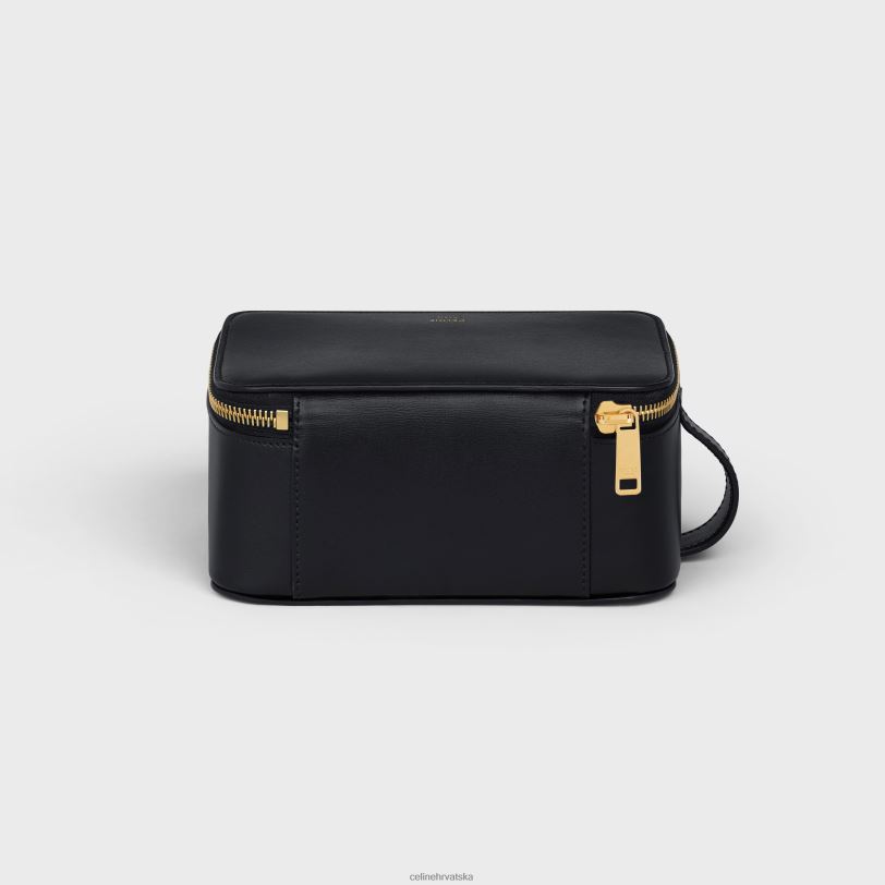 CELINE muškarci mala toaletna torbica od sjajne teleće kože 3WED61586 pribor crno