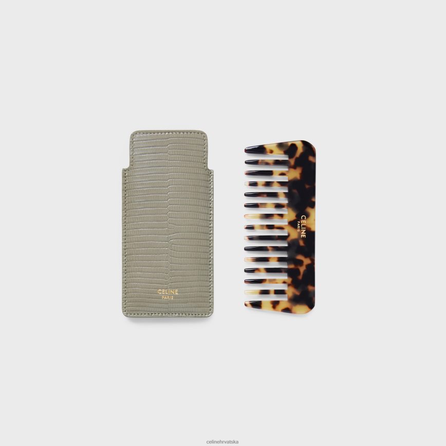 CELINE muškarci mali češalj za kosu u gušteru zelena glina pribor 3WE2E1612