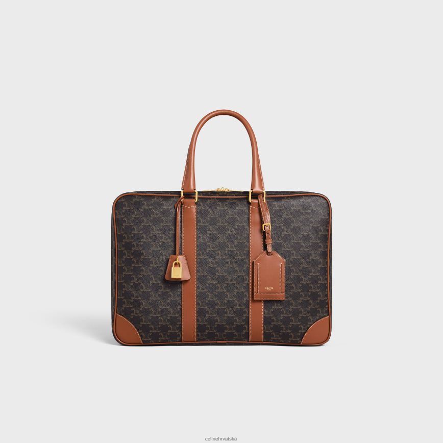 CELINE muškarci mekana prtljaga 45 od triomphe platna i teleće kože preplanuli ten pribor 3WE2E1629