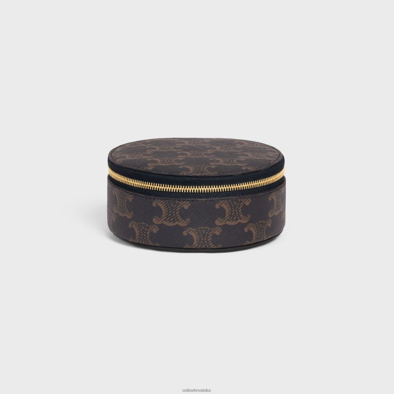 CELINE muškarci okrugla torbica s patentnim zatvaračem od triomphe platna i teleće kože 3WED61592 pribor preplanuli ten