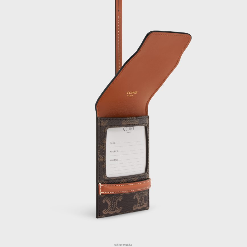 CELINE muškarci oznaka za prtljagu od triomphe platna i teleće kože preplanuli ten pribor 3WE2E1635