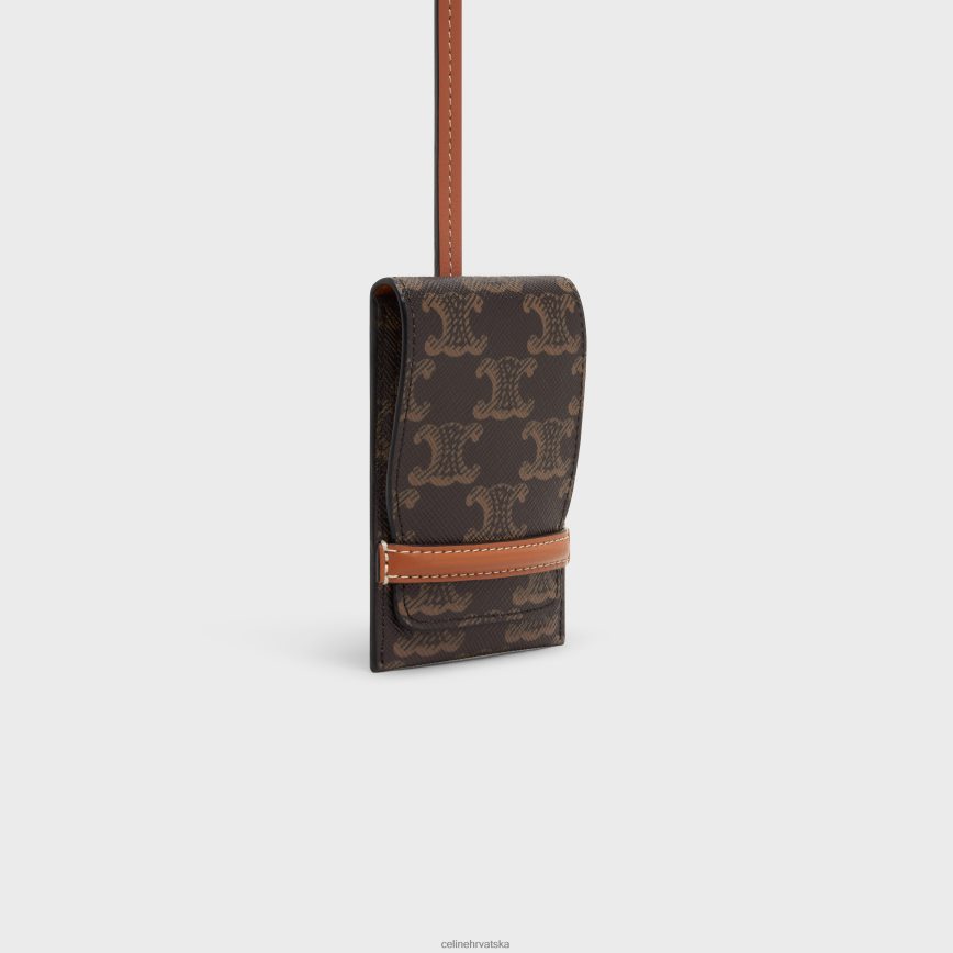 CELINE muškarci oznaka za prtljagu od triomphe platna i teleće kože preplanuli ten pribor 3WE2E1635