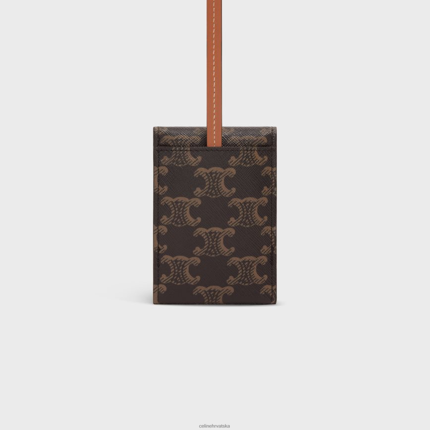 CELINE muškarci oznaka za prtljagu od triomphe platna i teleće kože preplanuli ten pribor 3WE2E1635