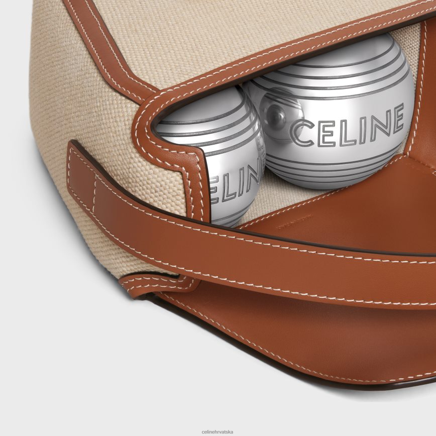 CELINE muškarci petanque igra u tekstilu i telećoj koži prirodan/tan pribor 3WE2E1685
