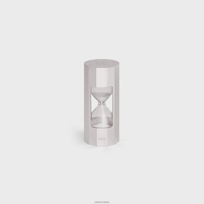 CELINE muškarci pješčani sat od mesinga i stakla srebro pribor 3WE2E1678