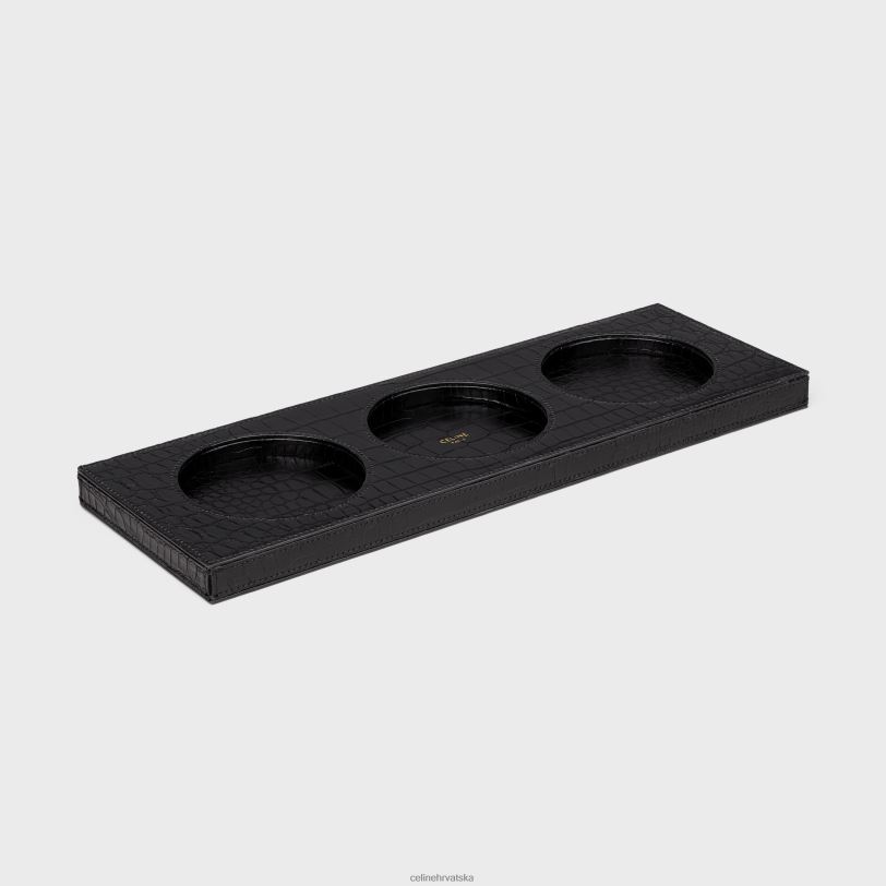 CELINE muškarci pladanj za svijeće u krokodilu 3WED61520 pribor crno