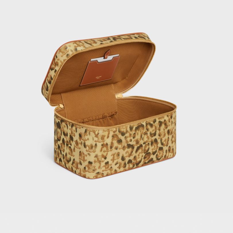 CELINE muškarci putna torbica od triomphe platna s printom i telećom kožom 3WED61567 pribor leopard