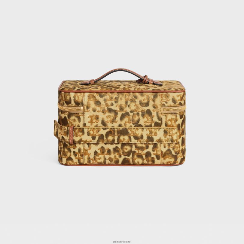 CELINE muškarci putna torbica od triomphe platna s printom i telećom kožom 3WED61567 pribor leopard