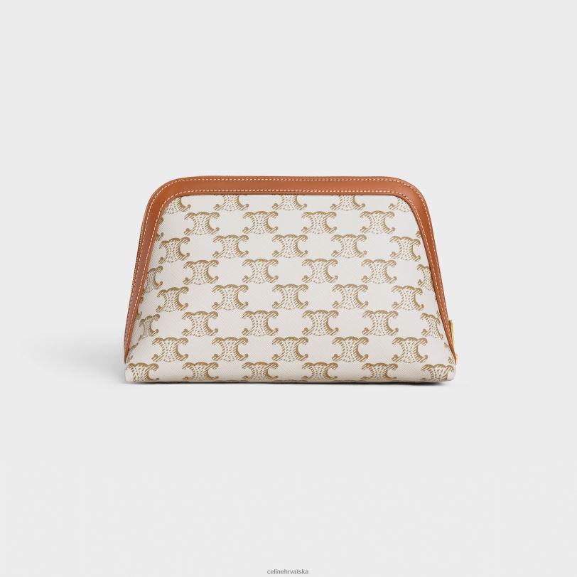 CELINE muškarci srednja kozmetička torbica od triomphe platna i teleće kože 3WED61575 pribor bijela