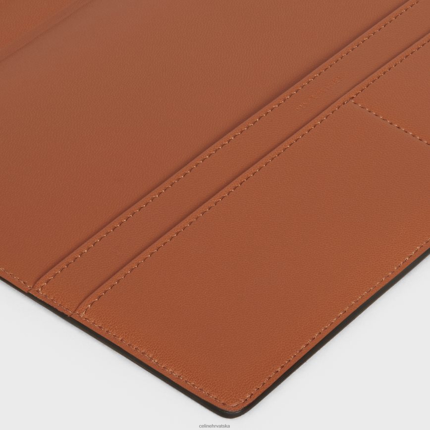 CELINE muškarci srednje korice za bilježnicu od triomphe platna i teleće kože preplanuli ten pribor 3WE2E1641