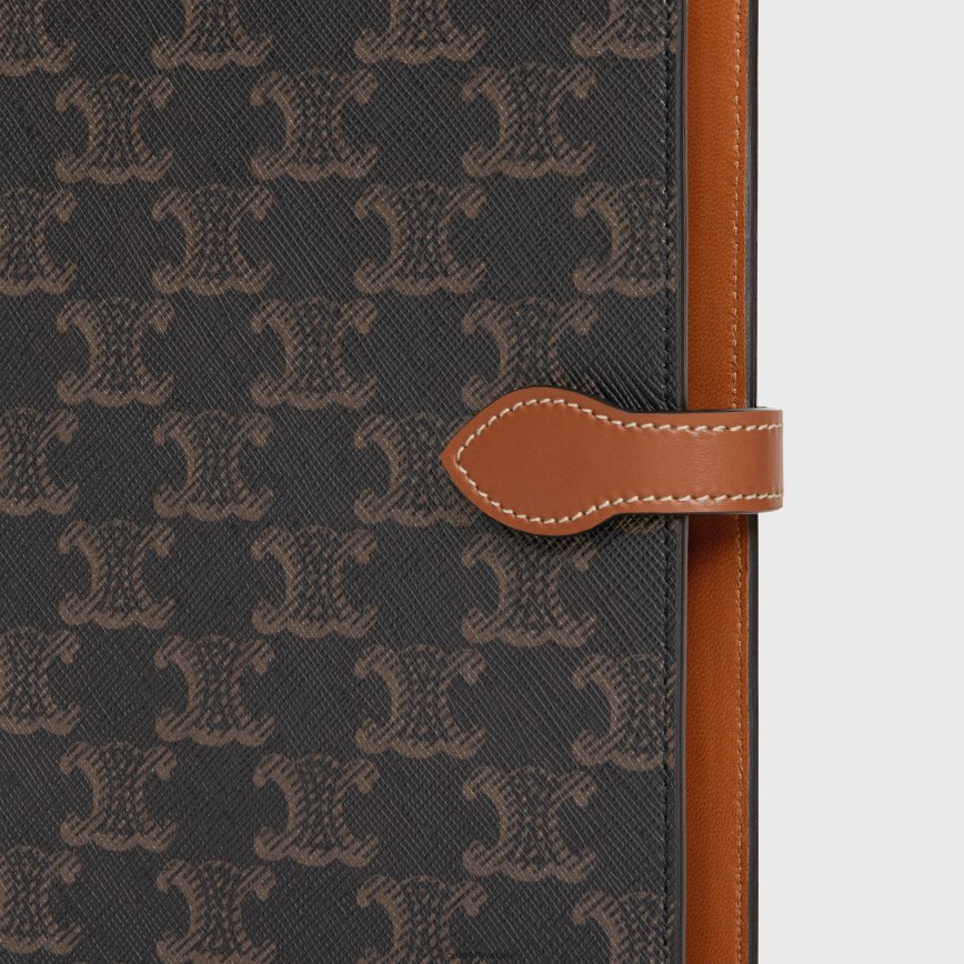 CELINE muškarci srednje korice za bilježnicu od triomphe platna i teleće kože preplanuli ten pribor 3WE2E1641