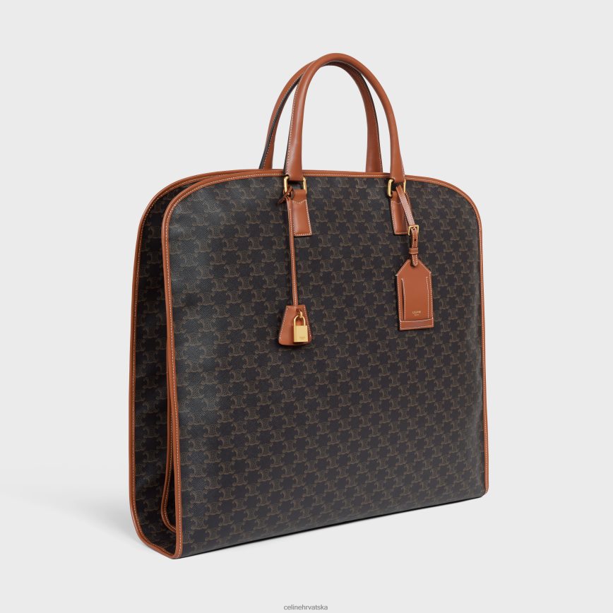 CELINE muškarci torba za odjeću od triomphe platna i teleće kože preplanuli ten pribor 3WE2E1630