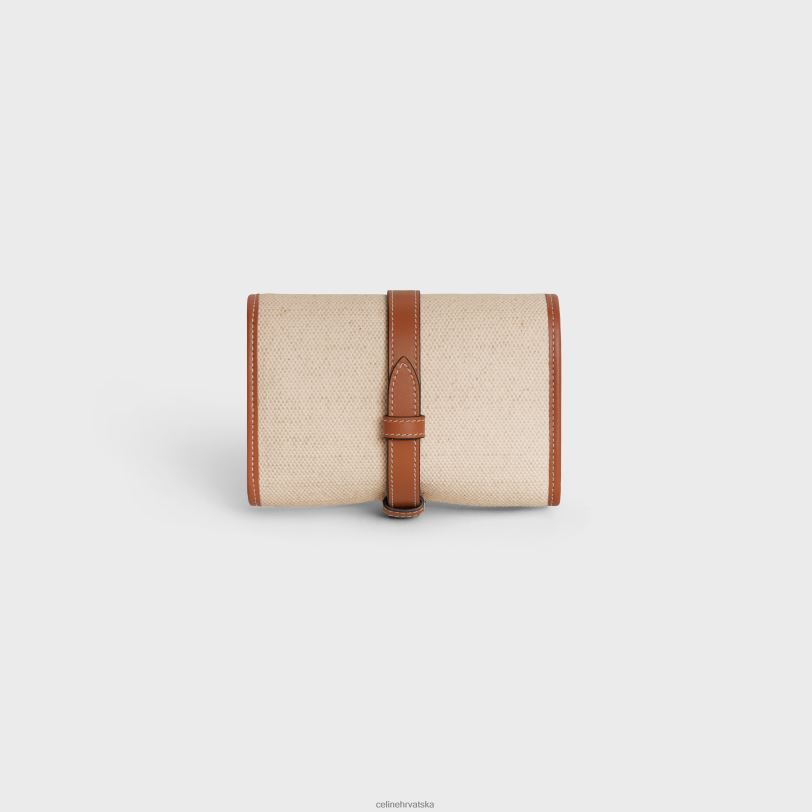 CELINE muškarci torbica za nakit od tekstila i teleće kože 3WED61595 pribor prirodan/tan