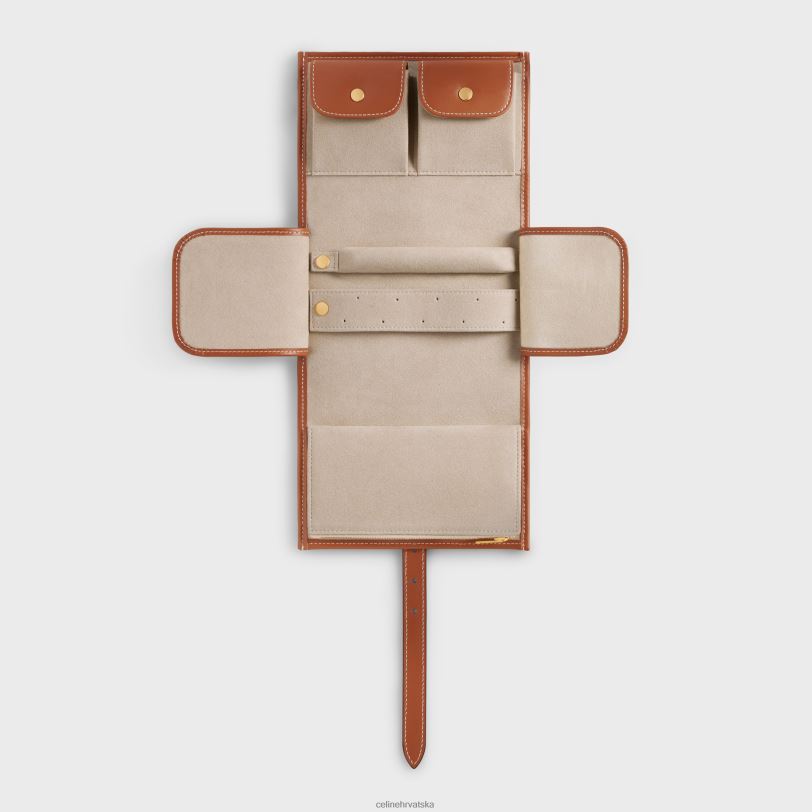 CELINE muškarci torbica za nakit od tekstila i teleće kože 3WED61595 pribor prirodan/tan