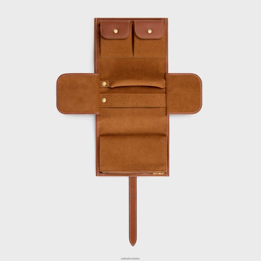 CELINE muškarci torbica za nakit od triomphe platna s printom i telećom kožom leopard pribor 3WE2E1596