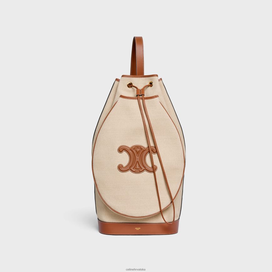 CELINE muškarci triomphe torba za tenis od tekstila i teleće kože prirodan/tan pribor 3WE2E1688