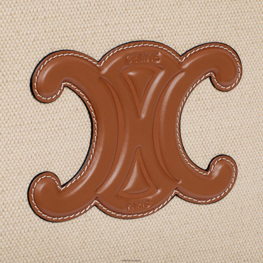 CELINE muškarci triomphe torba za tenis od tekstila i teleće kože prirodan/tan pribor 3WE2E1688