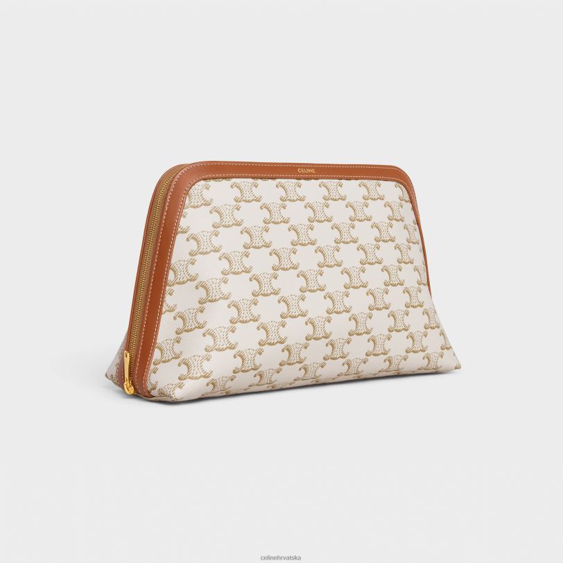 CELINE muškarci velika kozmetička torbica od triomphe platna i teleće kože 3WED61574 pribor bijela