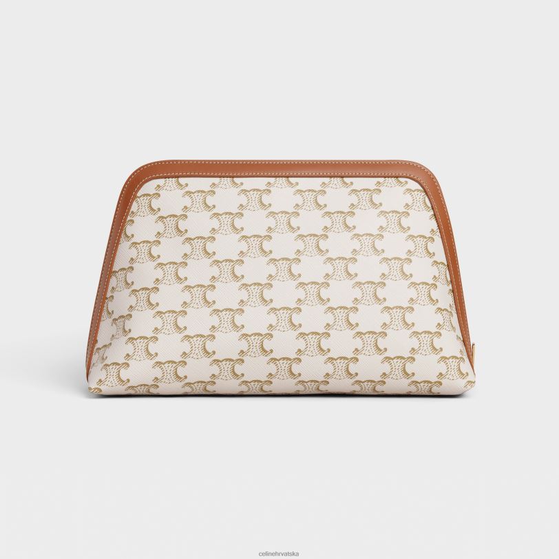 CELINE muškarci velika kozmetička torbica od triomphe platna i teleće kože 3WED61574 pribor bijela