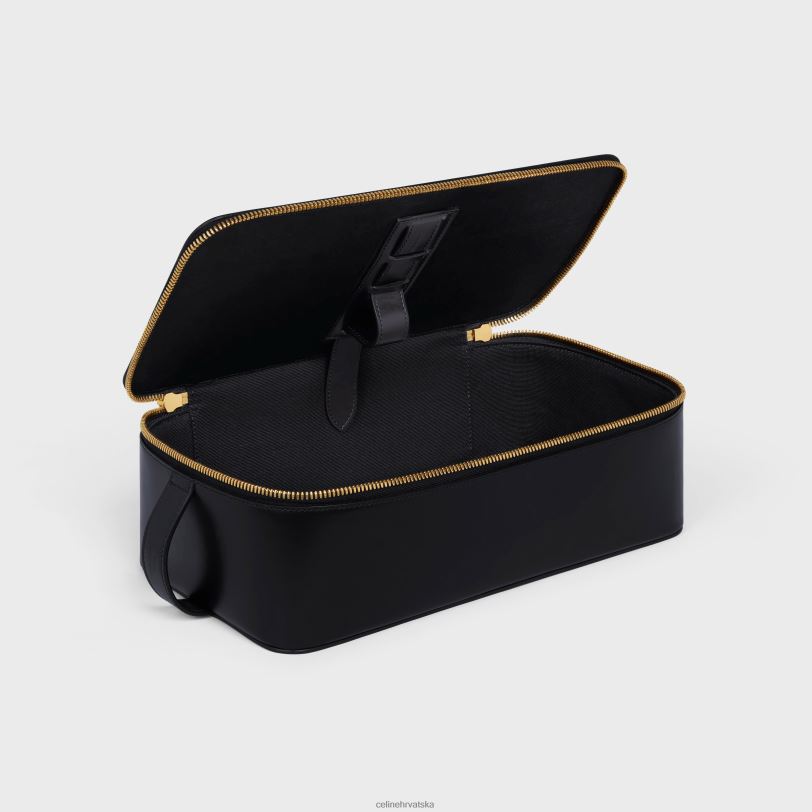 CELINE muškarci velika toaletna torbica od sjajne teleće kože 3WED61585 pribor crno