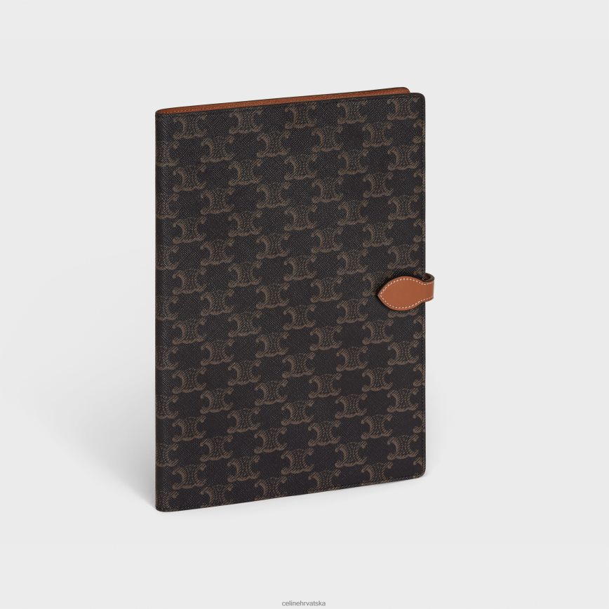 CELINE muškarci velike korice za bilježnicu od triomphe platna i teleće kože preplanuli ten pribor 3WE2E1640