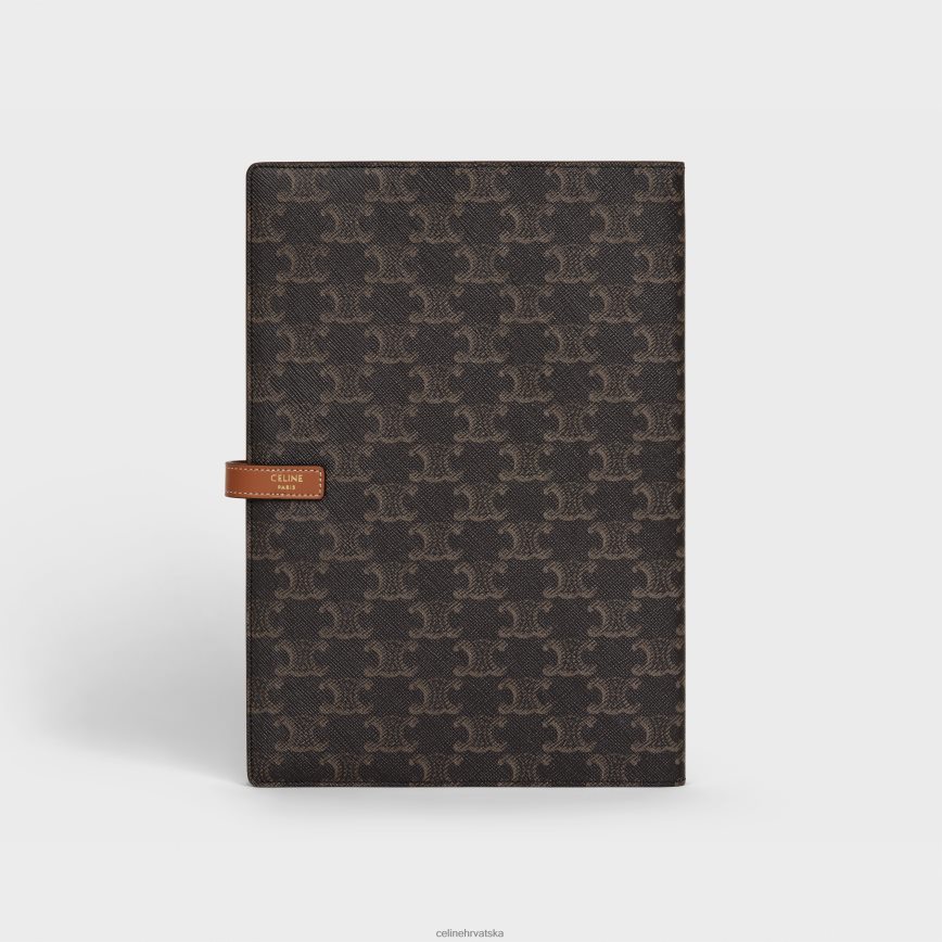 CELINE muškarci velike korice za bilježnicu od triomphe platna i teleće kože preplanuli ten pribor 3WE2E1640