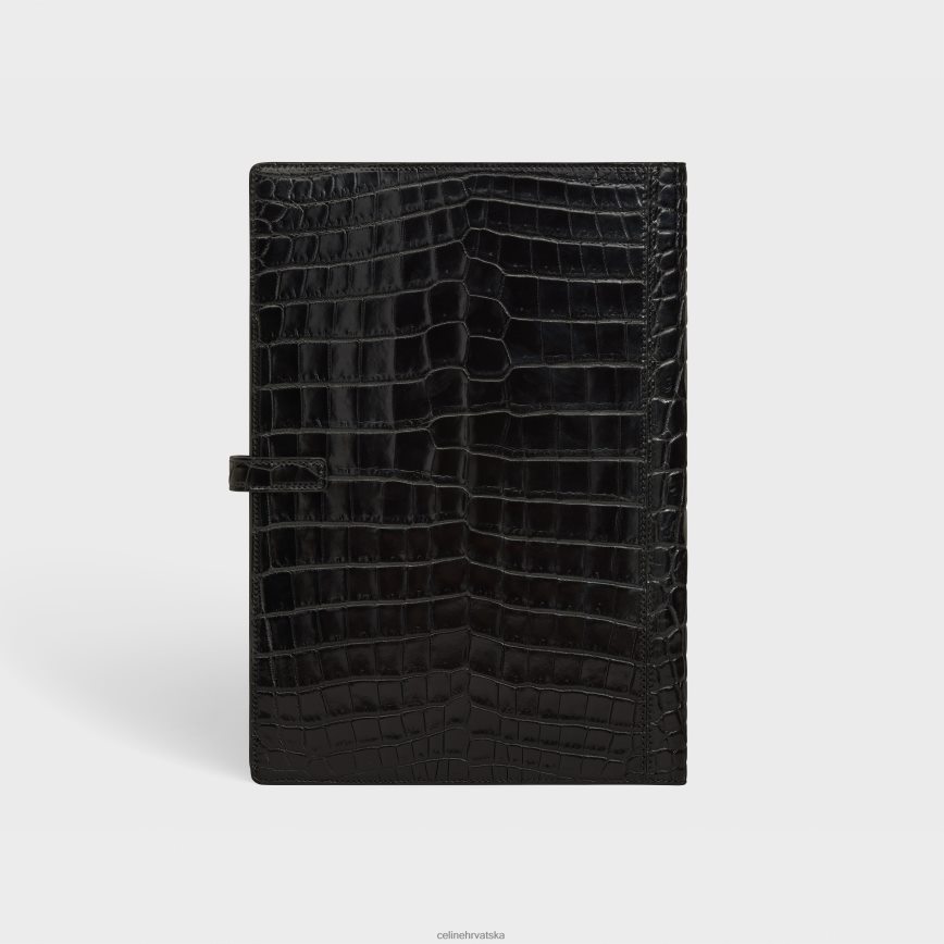 CELINE muškarci velike korice za bilježnicu u krokodil crno pribor 3WE2E1638
