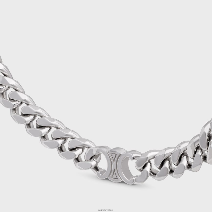 CELINE muškarci triomphe gourmette ogrlica od mesinga sa završnom obradom od rodija srebro pribor 3WE2E2277
