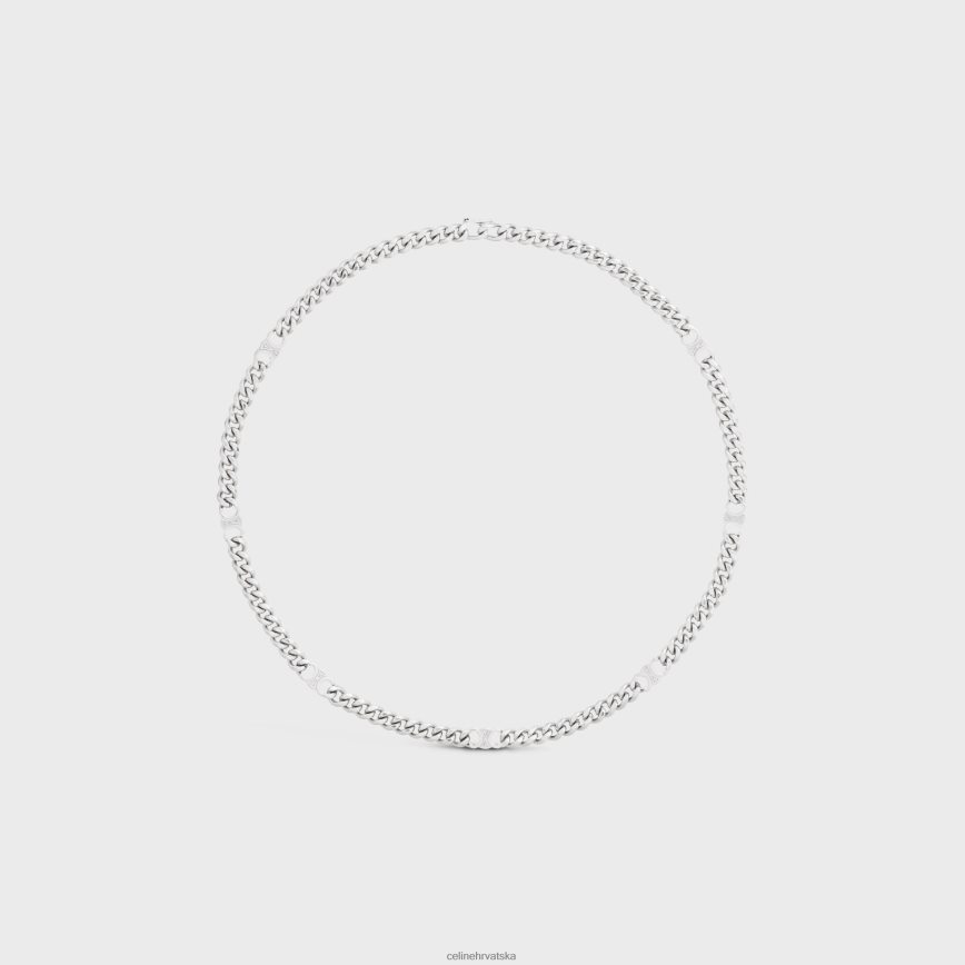 CELINE muškarci triomphe mala gurmanska ogrlica od mesinga sa završnom obradom od rodija srebro pribor 3WE2E2278