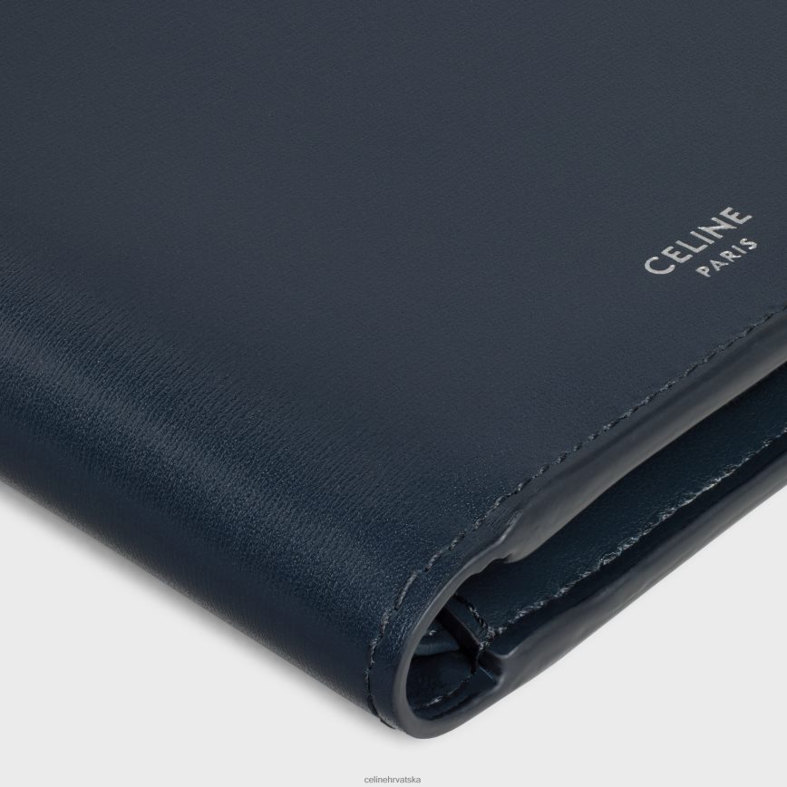 CELINE muškarci dvostruki novčanik od sjajne teleće kože bleu sacre pribor 3WE2E2162