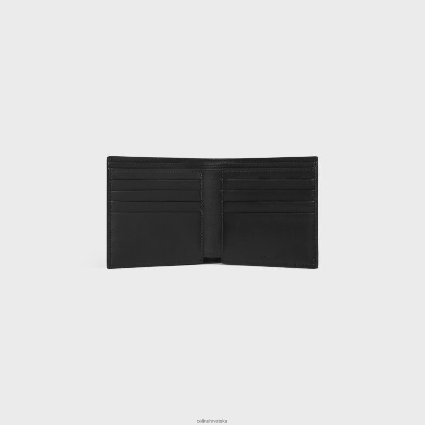 CELINE muškarci dvostruki novčanik od teleće kože s utisnutim triomfetom crno pribor 3WE2E2111