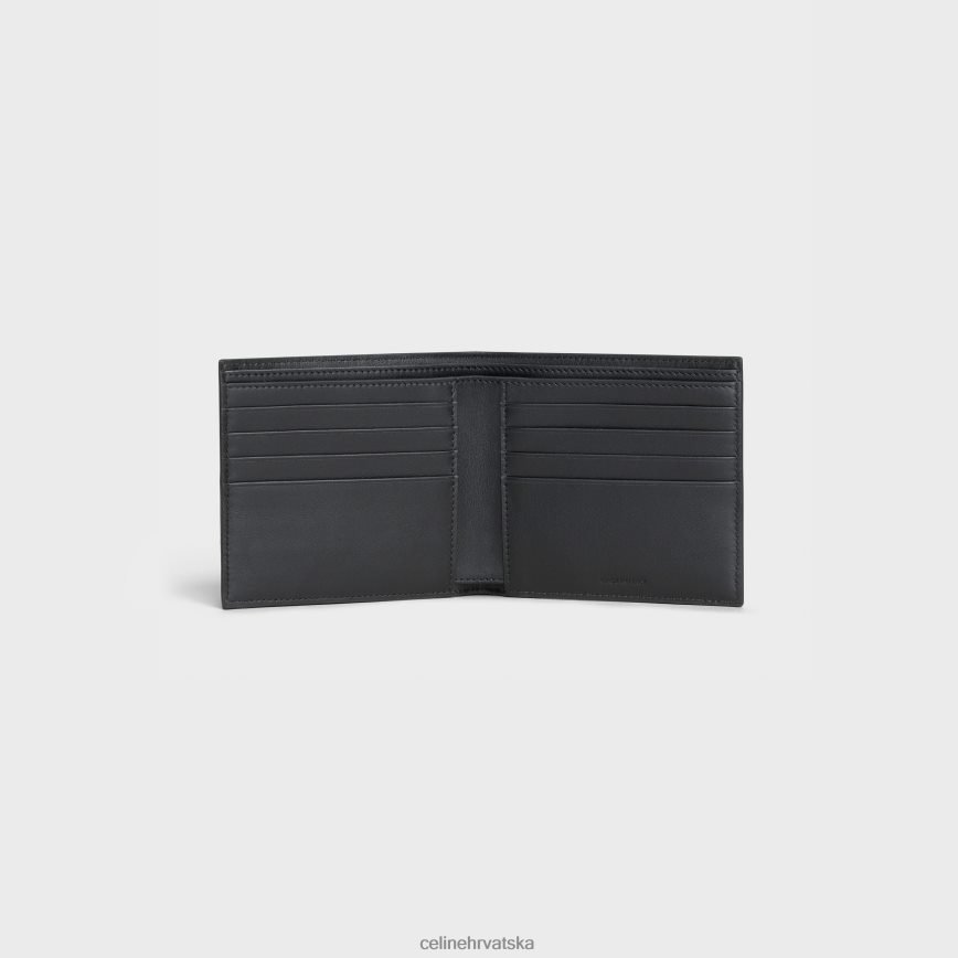 CELINE muškarci dvostruki novčanik od zrnaste teleće kože crno pribor 3WE2E2161