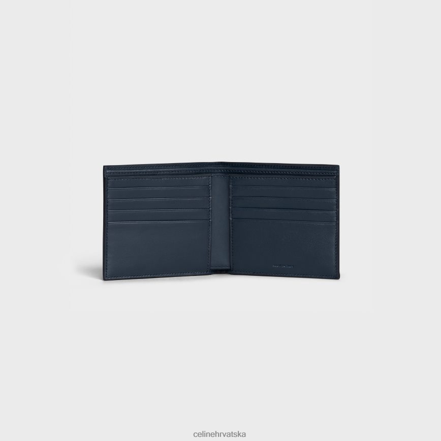 CELINE muškarci dvostruki novčanik od zrnaste teleće kože mornarsko plava pribor 3WE2E2163