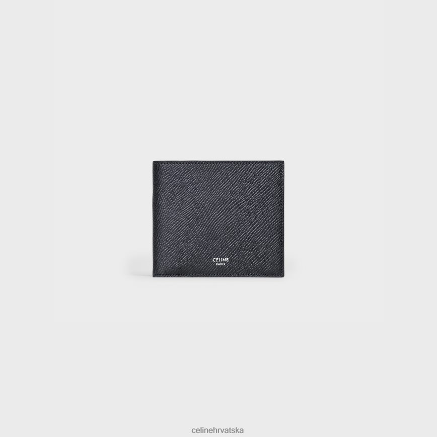 CELINE muškarci dvostruki novčanik s pretincem za novčiće od zrnaste teleće kože crno pribor 3WE2E2159