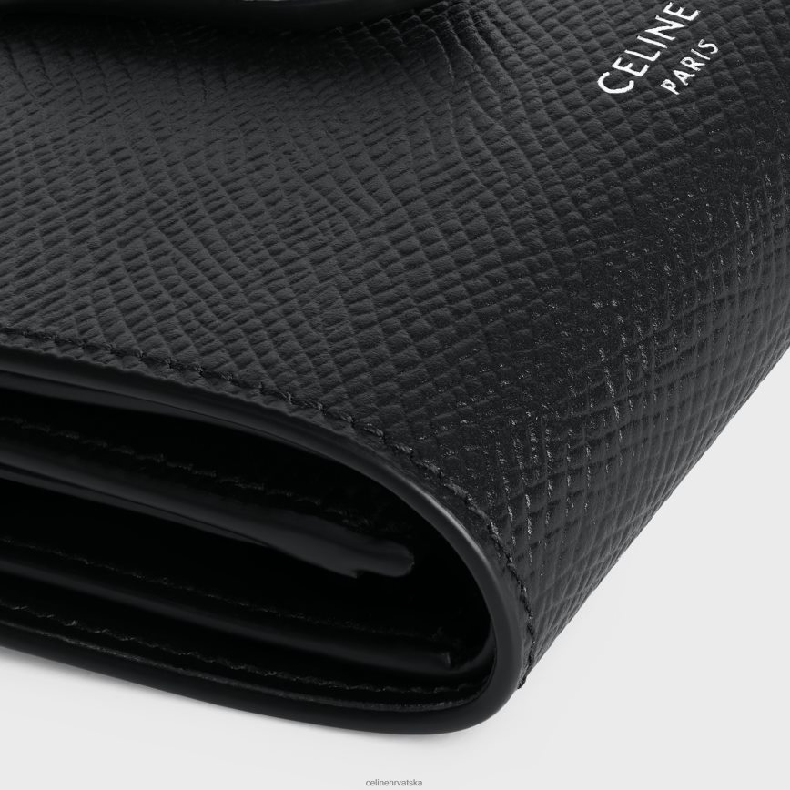 CELINE muškarci novčanik s finim remenom od zrnaste teleće kože crno pribor 3WE2E2165