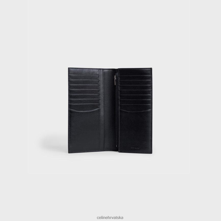 CELINE muškarci okomiti novčanik s pretincem za kovanice od zrnaste teleće kože crno pribor 3WE2E2169