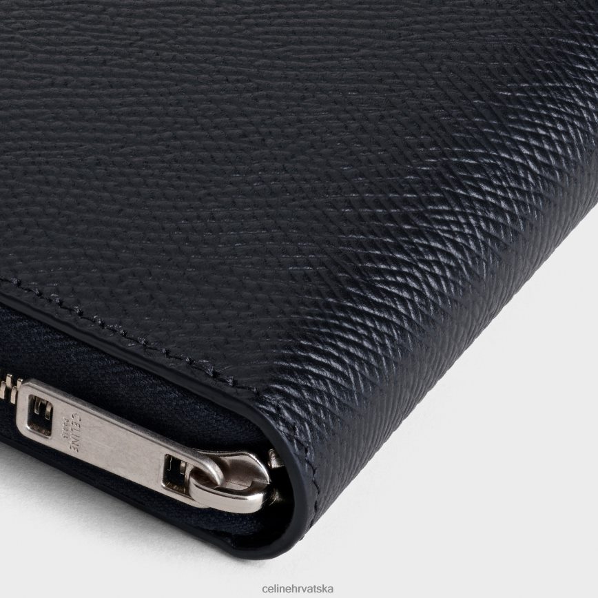 CELINE muškarci veliki novčanik s patentnim zatvaračem od zrnaste teleće kože crno pribor 3WE2E2168