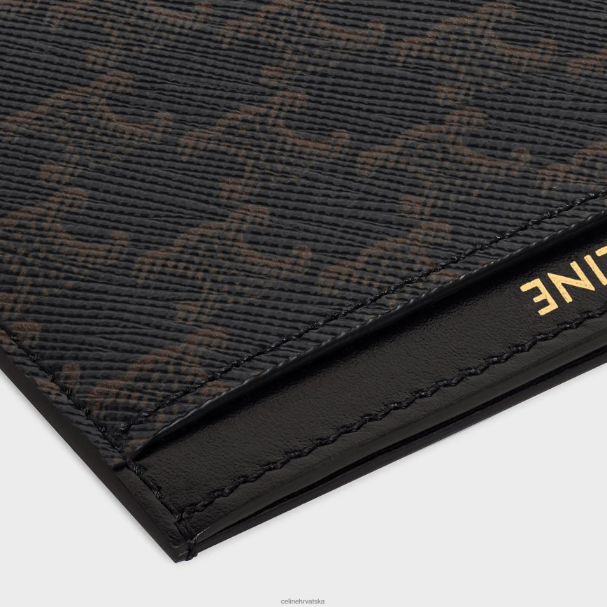 CELINE muškarci držač kartice od triomphe platna i teleće kože crno pribor 3WE2E2131