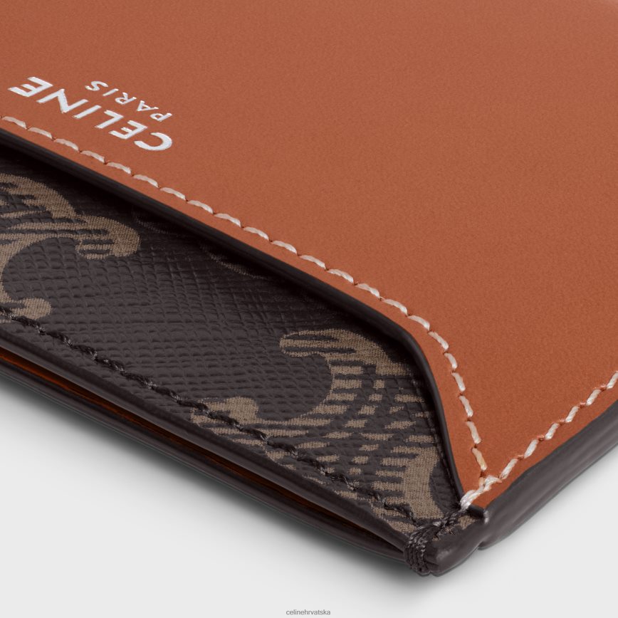 CELINE muškarci držač kartice od triomphe platna i teleće kože preplanuli ten pribor 3WE2E2130