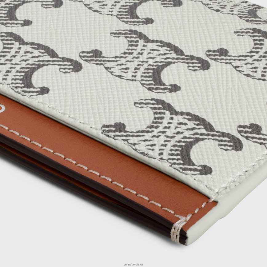 CELINE muškarci držač kartice od triomphe platna i teleće kože tan/ekru pribor 3WE2E2132